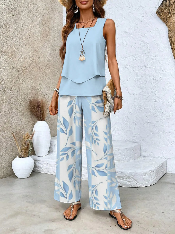 Chloe | Elegant Summer Co-Ord Set with Layered Tank Top