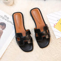 Women's Leather H-Strap Sandals — Olympia Slide Comfort Flat