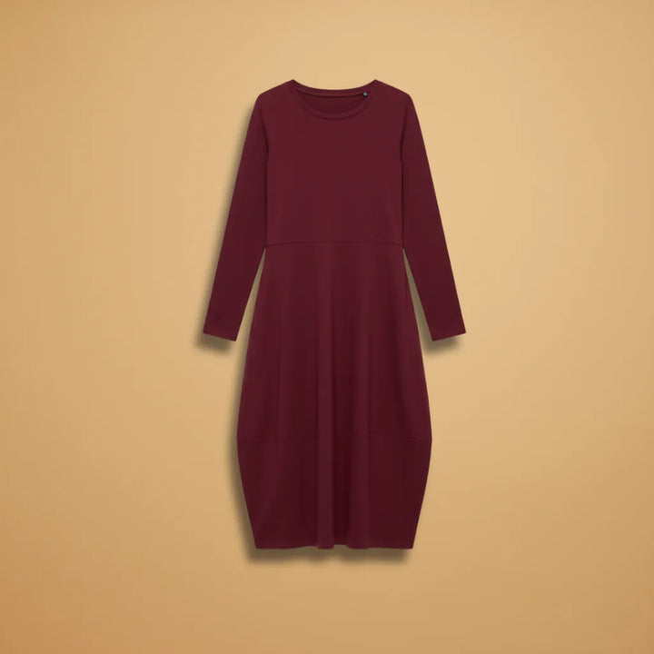 Ava | Long Sleeve Round Neck Midi Dress