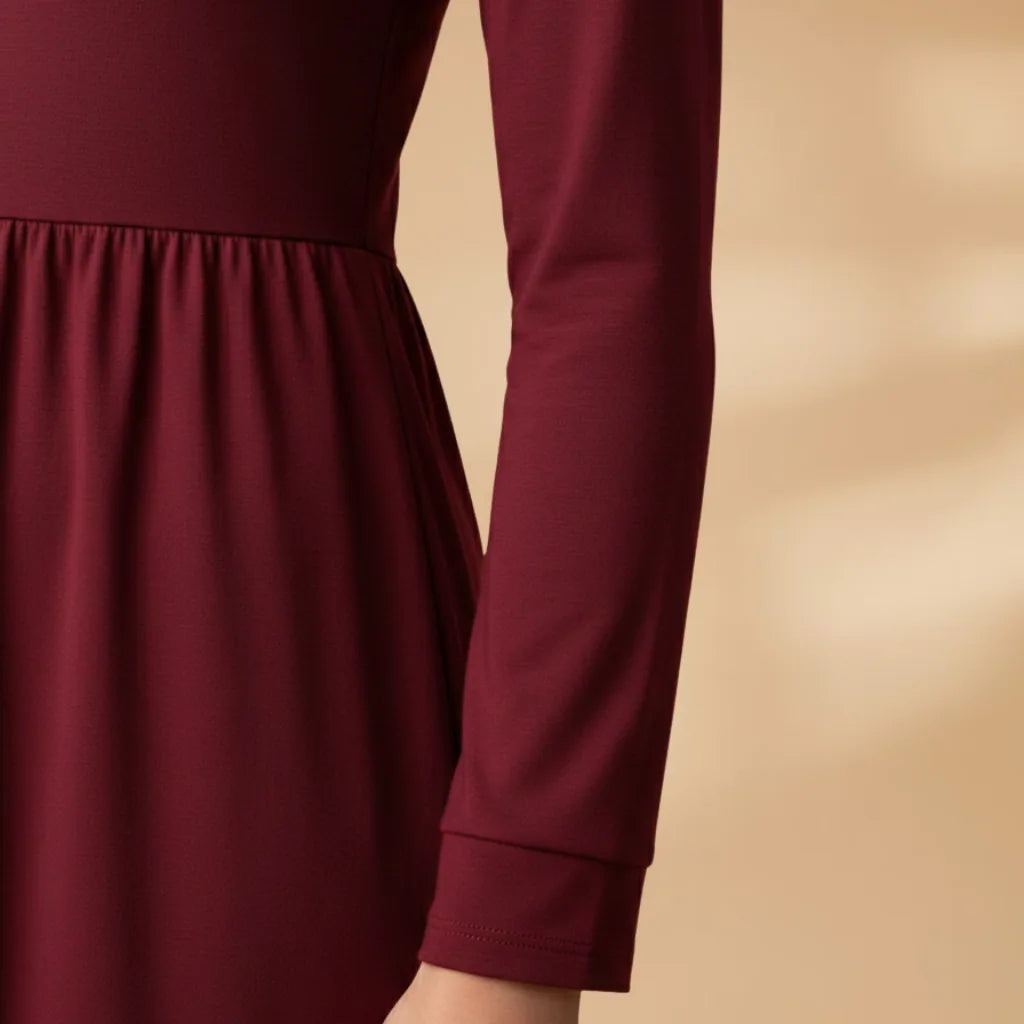 Ava | Long Sleeve Round Neck Midi Dress