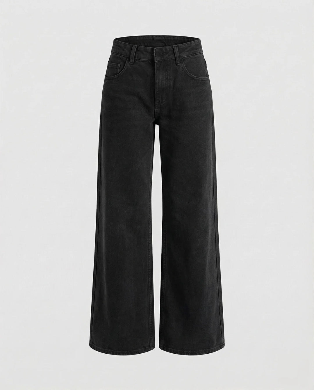 Black Women's Low Rise Straight Jeans - Flat Lay