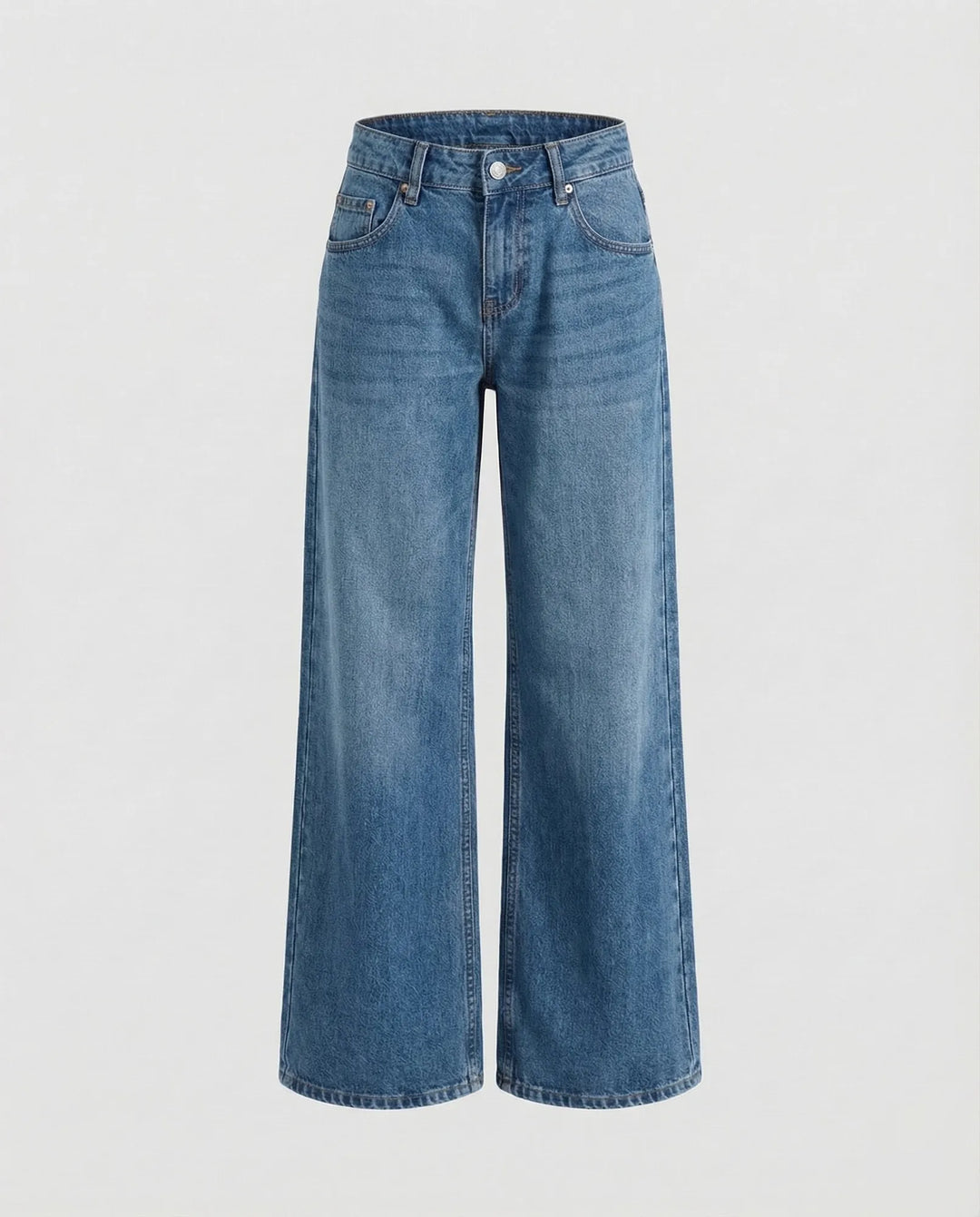 Blue Women's Low Rise Straight Jeans - Flat Lay Medium