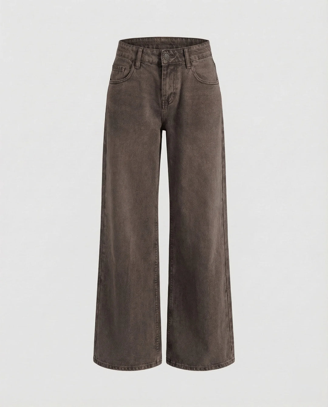 Brown Women's Low Rise Straight Jeans - Flat Lay