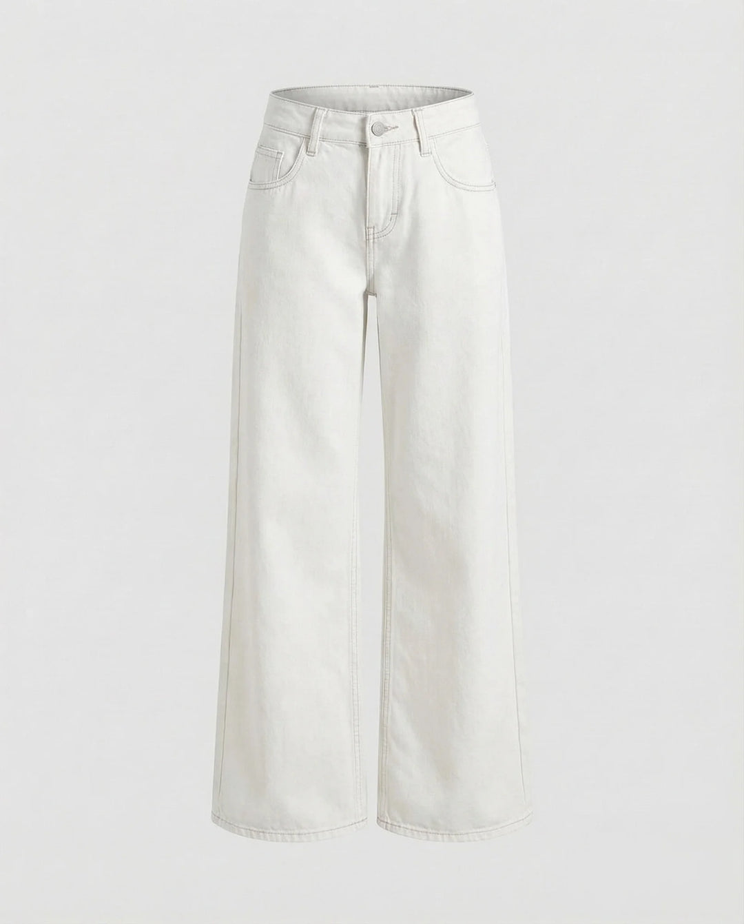 Cream Women's Low Rise Straight Jeans - Flat Lay