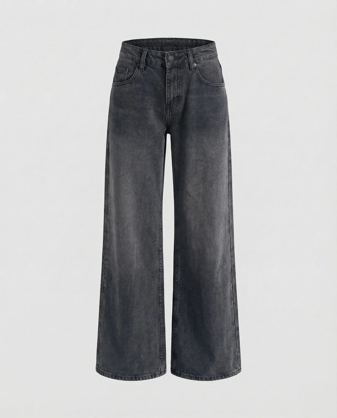 Dark Gray Women's Low Rise Straight Jeans - Flat Lay