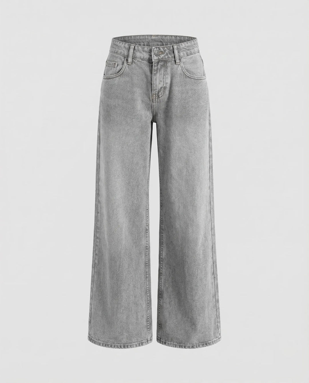 Light Gray Women's Low Rise Straight Jeans - Flat Lay