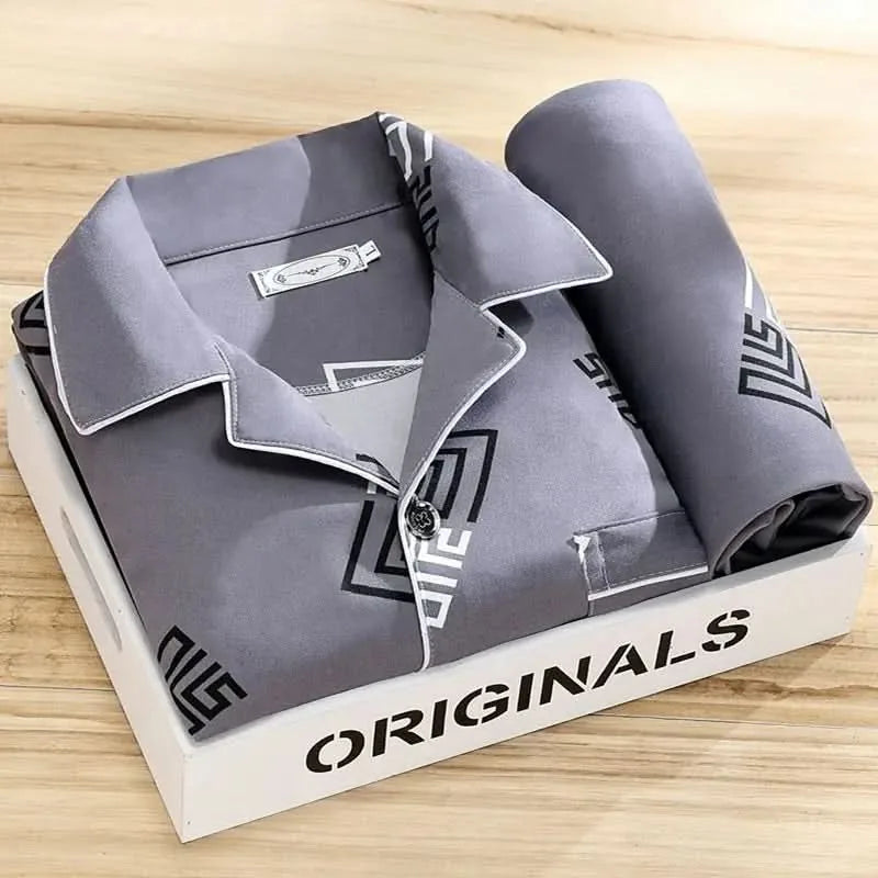 Matteo | Men's Button-Up Pajama Set Long Sleeve Sleepwear