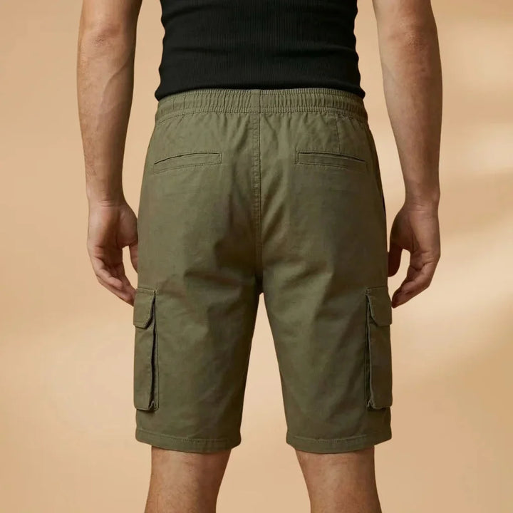 Army Men's Cargo Shorts — Fletcher Drawstring Utility Pockets - Green Back View