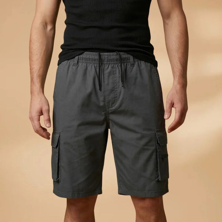 Dark Gray Men's Cargo Shorts — Fletcher Drawstring Utility Pockets - Front Full
