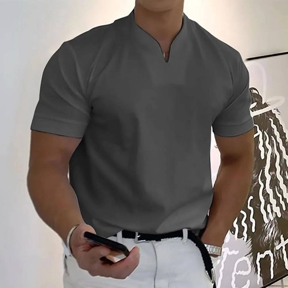 Ethan | Elegant Men's Casual V-Neck Short Sleeve Polo Shirt