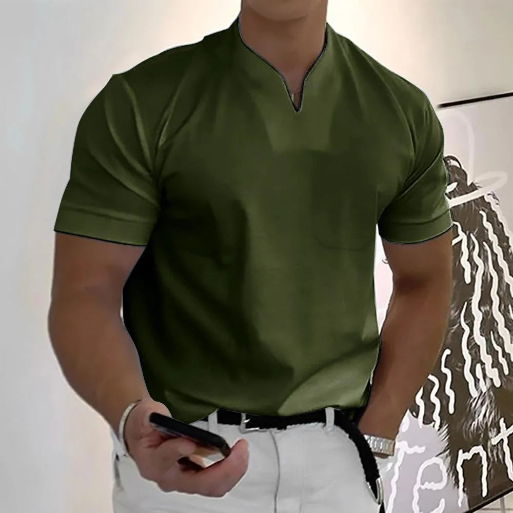 Ethan | Elegant Men's Casual V-Neck Short Sleeve Polo Shirt