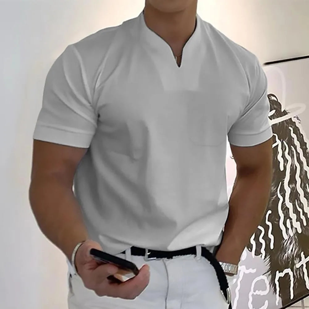 Ethan | Elegant Men's Casual V-Neck Short Sleeve Polo Shirt