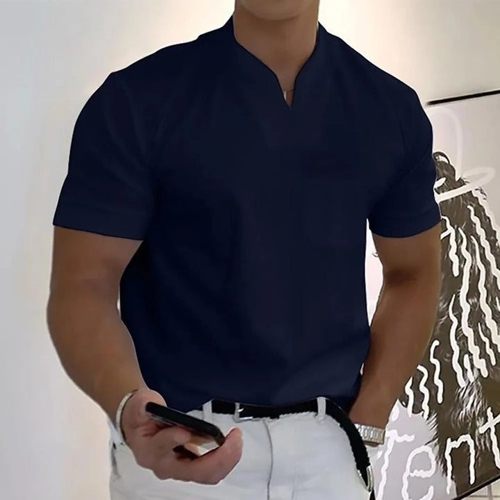 Ethan | Elegant Men's Casual V-Neck Short Sleeve Polo Shirt