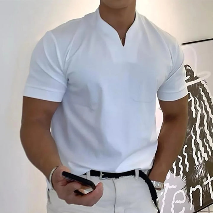Ethan | Elegant Men's Casual V-Neck Short Sleeve Polo Shirt