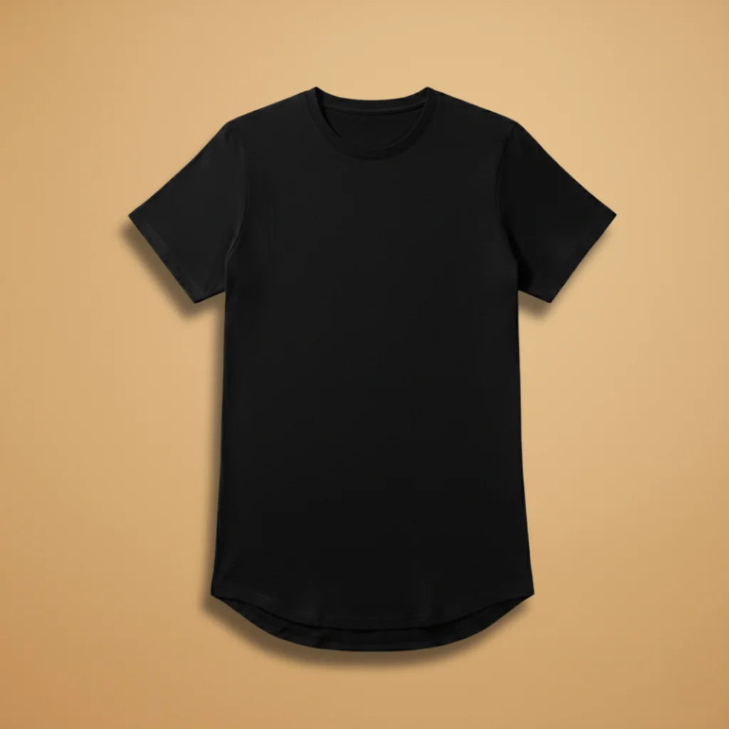 Black Men's Fitted Workout T-Shirt — Nathan Short Sleeve Athletic - Flat Lay