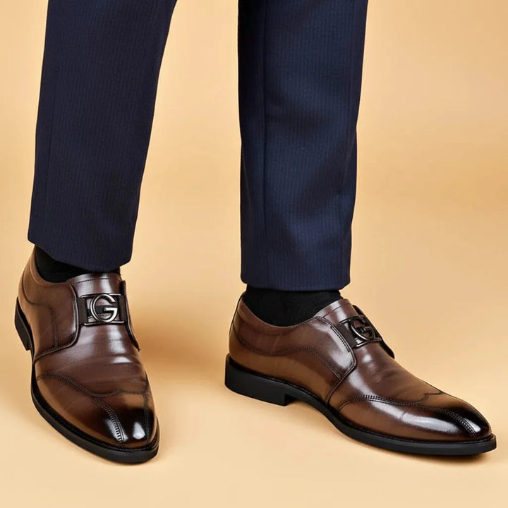 Brown Men's Leather Monk Strap Dress Shoes — George Oxford Business - Worn Lifestyle