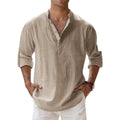 Men's Linen Henley Summer Shirt — Eli Relaxed Fit V-Neck