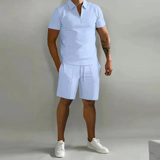 Leo | Men's Polo and Shorts Two-Piece Set with Collar Detail