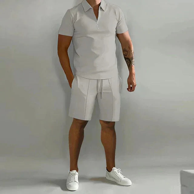 Leo | Men's Polo and Shorts Two-Piece Set with Collar Detail