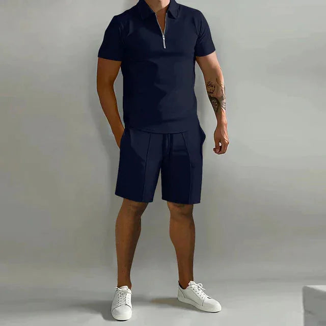 Leo | Men's Polo and Shorts Two-Piece Set with Collar Detail