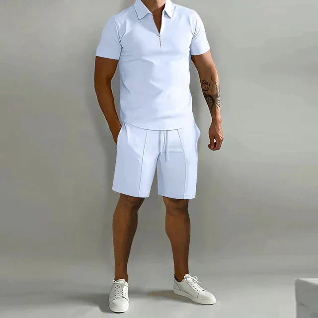 Leo | Men's Polo and Shorts Two-Piece Set with Collar Detail