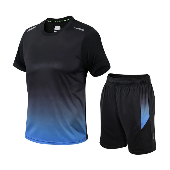 Blue Men's Quick Dry Tracksuit Set — Ezra Athletic Performance - Front Full