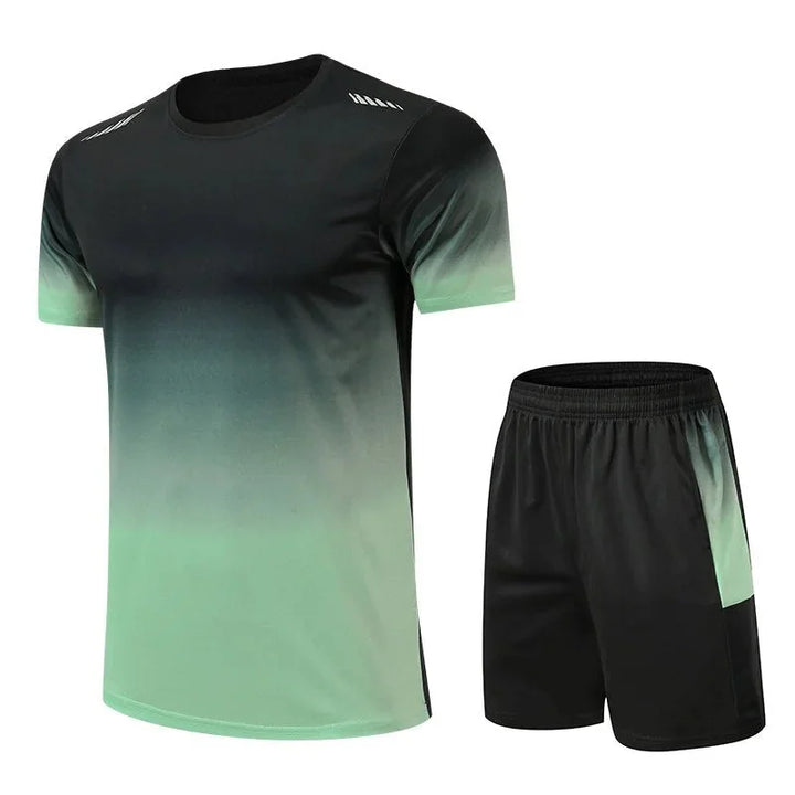 Green Men's Quick Dry Tracksuit Set — Ezra Athletic Performance - Flat Lay
