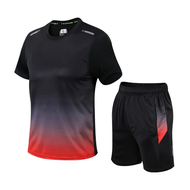 Red Men's Quick Dry Tracksuit Set — Ezra Athletic Performance - Back View