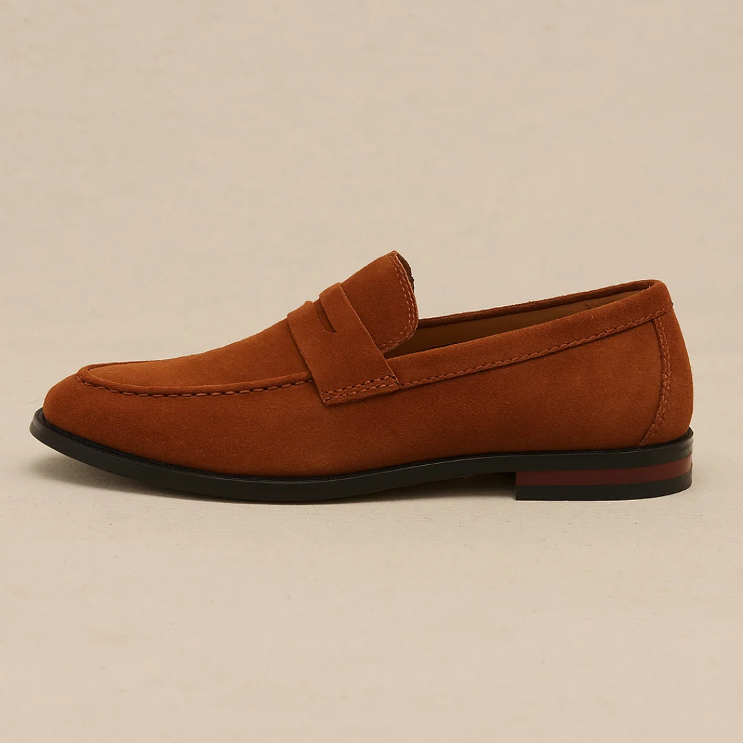 Bronze Men's Slip-On Casual Loafers — Felix Comfortable Suede - Side Profile