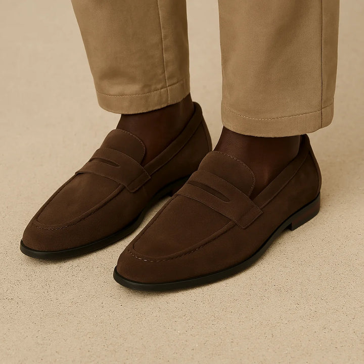 Brown Men's Slip-On Casual Loafers — Felix Comfortable Suede - Worn Lifestyle