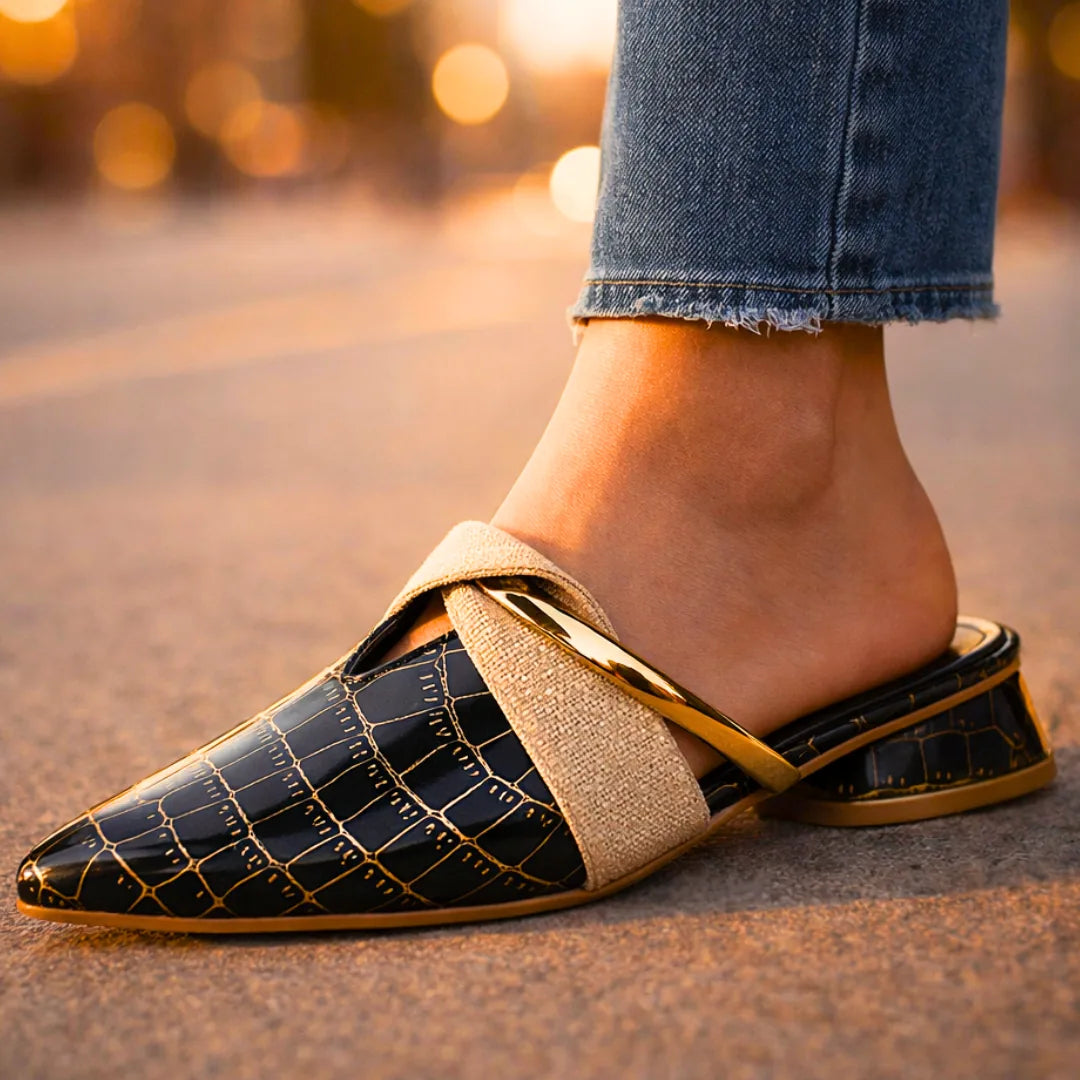 Ethan | Men's Croc Slip On Mules with Gold Hardware