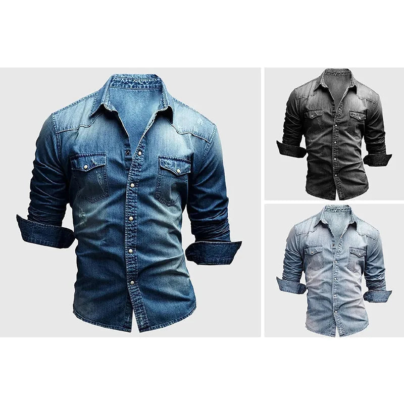Silas | Men's Denim Shirt with Western Style Pockets