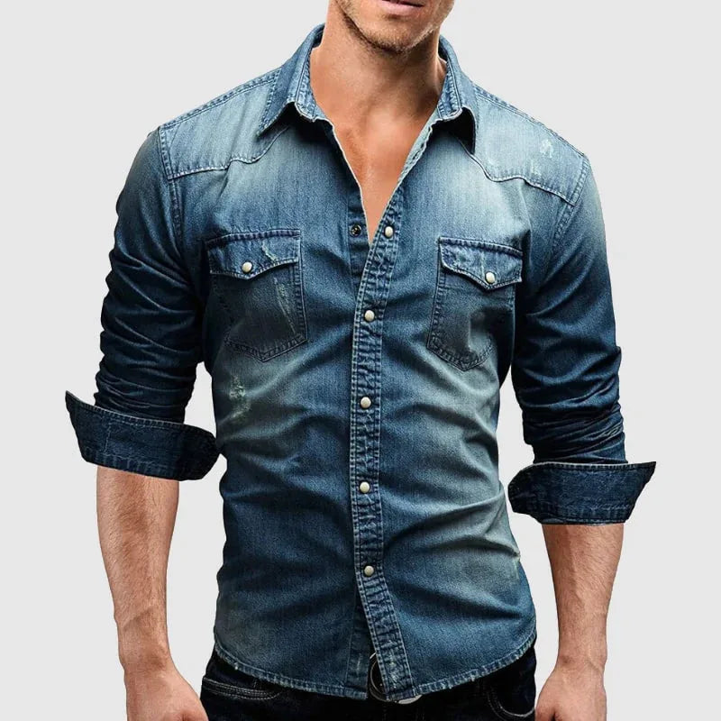 Silas | Men's Denim Shirt with Western Style Pockets
