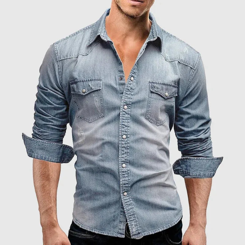 Silas | Men's Denim Shirt with Western Style Pockets