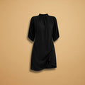 Women's Mock Neck Shift Dress — Petra Short Sleeve Asymmetric