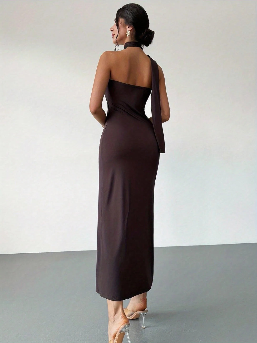 Stella | Elegant Halter Neck Dress with Off-Shoulder Tie-Back