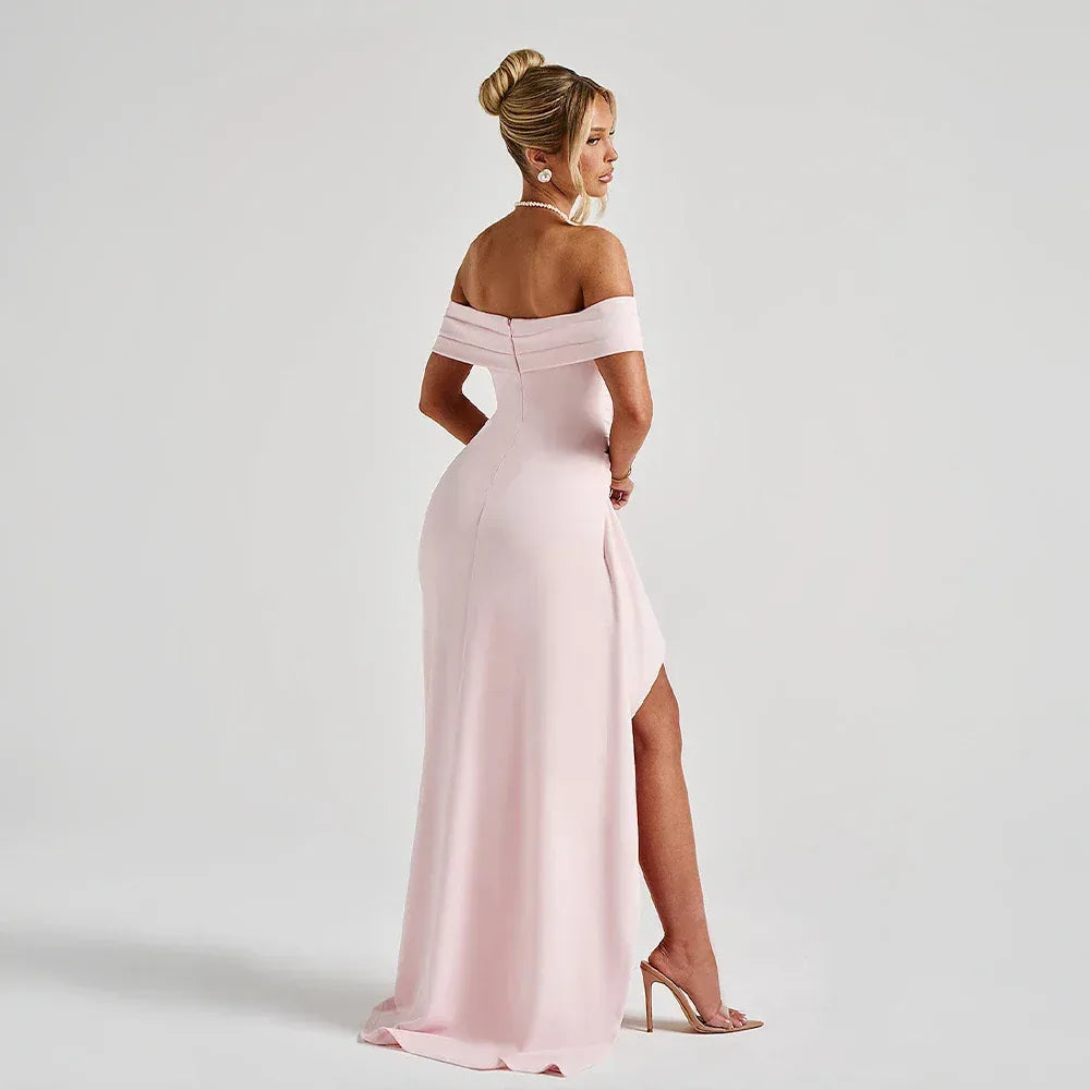 Clara | Elegant Off-Shoulder Maxi Dress with Thigh Slit
