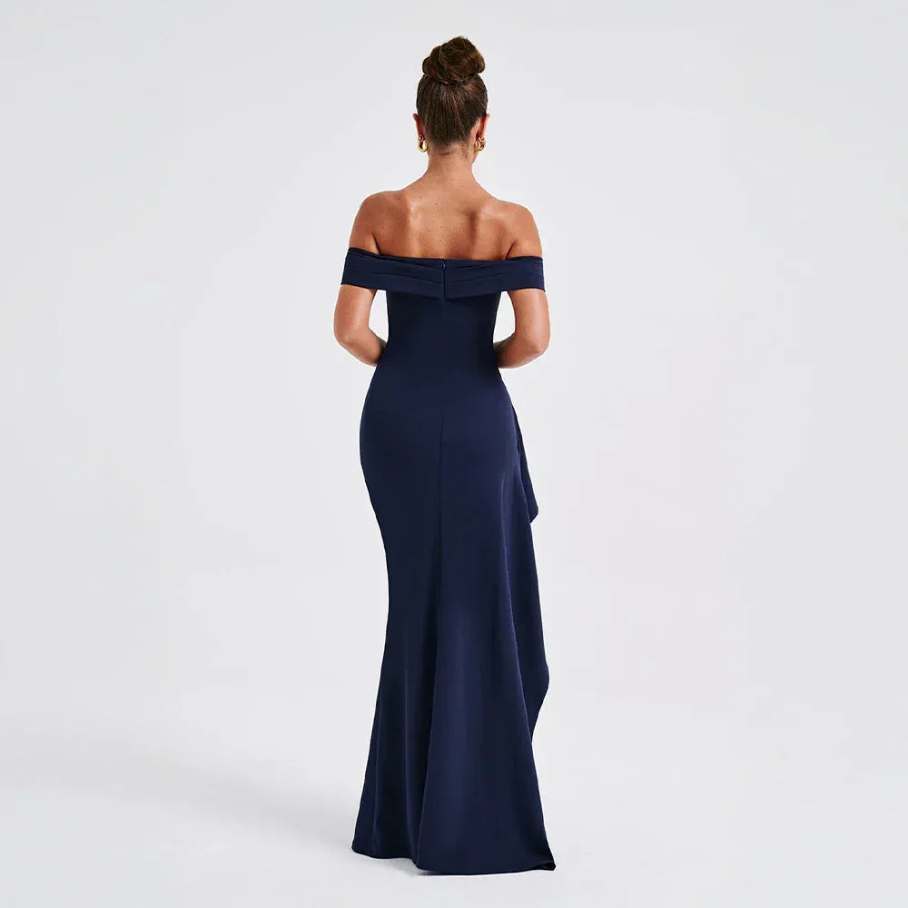 Clara | Elegant Off-Shoulder Maxi Dress with Thigh Slit