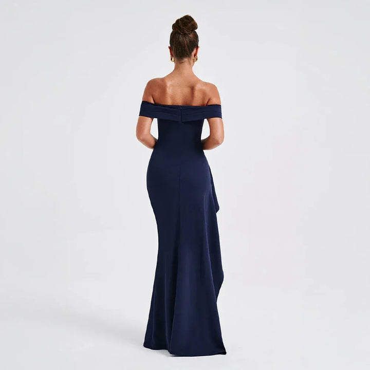 Clara | Elegant Off-Shoulder Maxi Dress with Thigh Slit