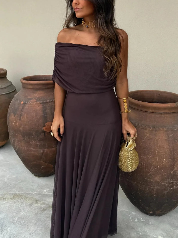 Scarlett | Elegant Off Shoulder Chiffon Maxi Dress