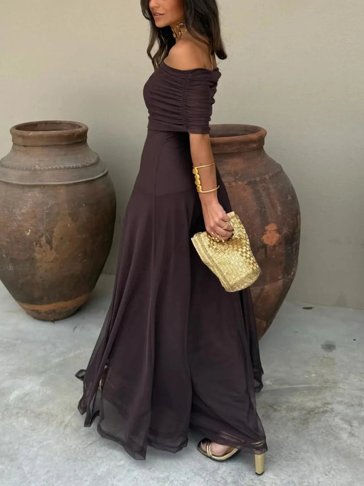 Scarlett | Elegant Off Shoulder Chiffon Maxi Dress