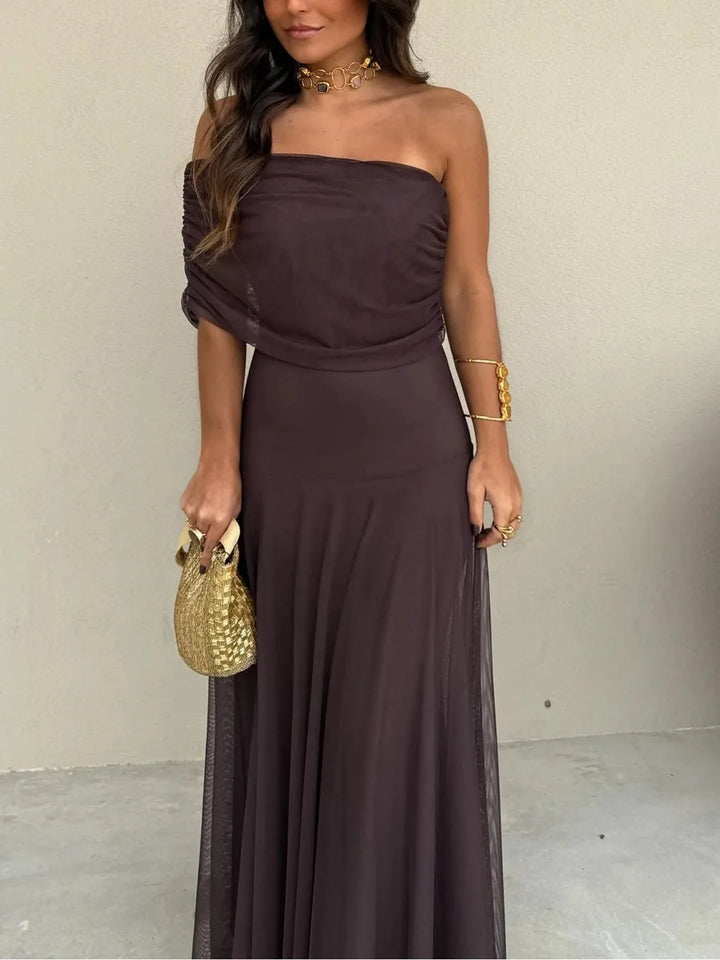 Scarlett | Elegant Off Shoulder Chiffon Maxi Dress