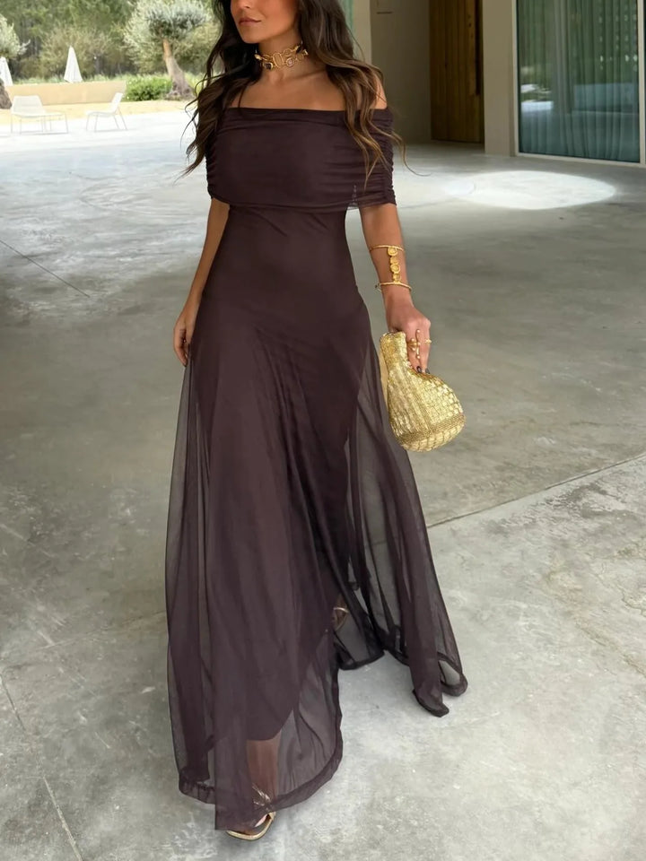 Scarlett | Elegant Off Shoulder Chiffon Maxi Dress