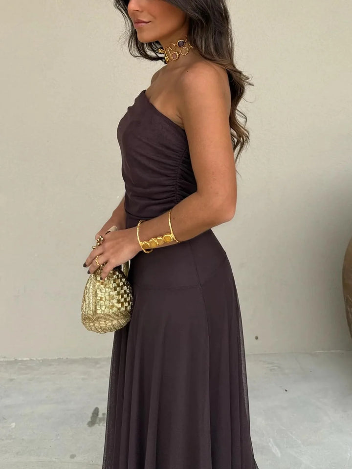 Scarlett | Elegant Off Shoulder Chiffon Maxi Dress