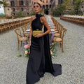 Women's One Shoulder Draped Maxi Dress — Maya Asymmetric Flowing Evening