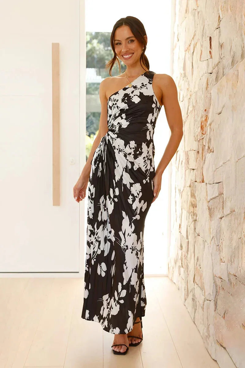 Maxine | Elegant One-Shoulder Floral Maxi Dress
