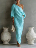 Sophia | Elegant One Shoulder Off The Shoulder Maxi Dress