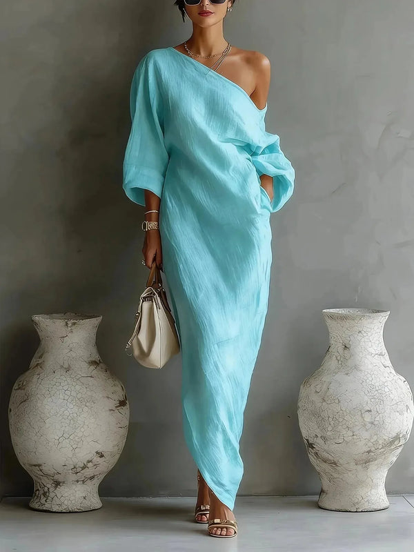 Sophia | Elegant One Shoulder Off The Shoulder Maxi Dress