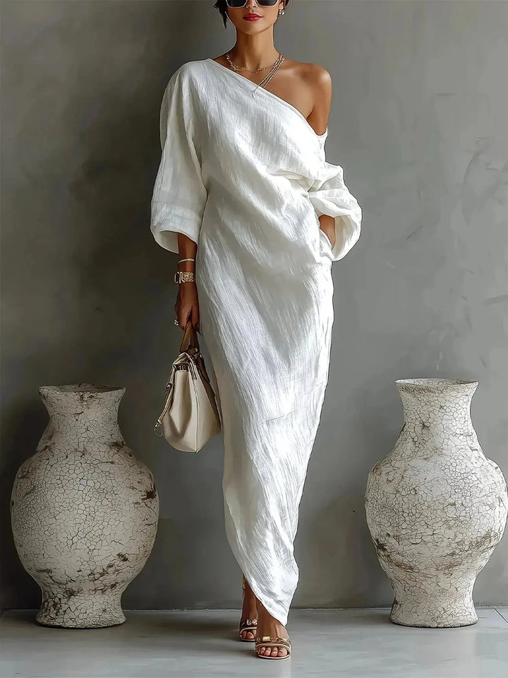 Sophia | Elegant One Shoulder Off The Shoulder Maxi Dress