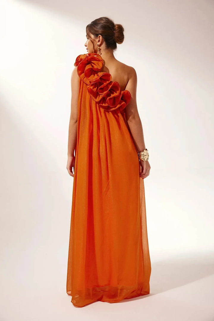 Grace | Elegant One-Shoulder Ruffle Formal Evening Gown